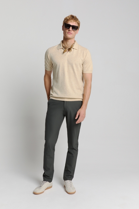NO-EXCESS pullover short sleeve polo v melang